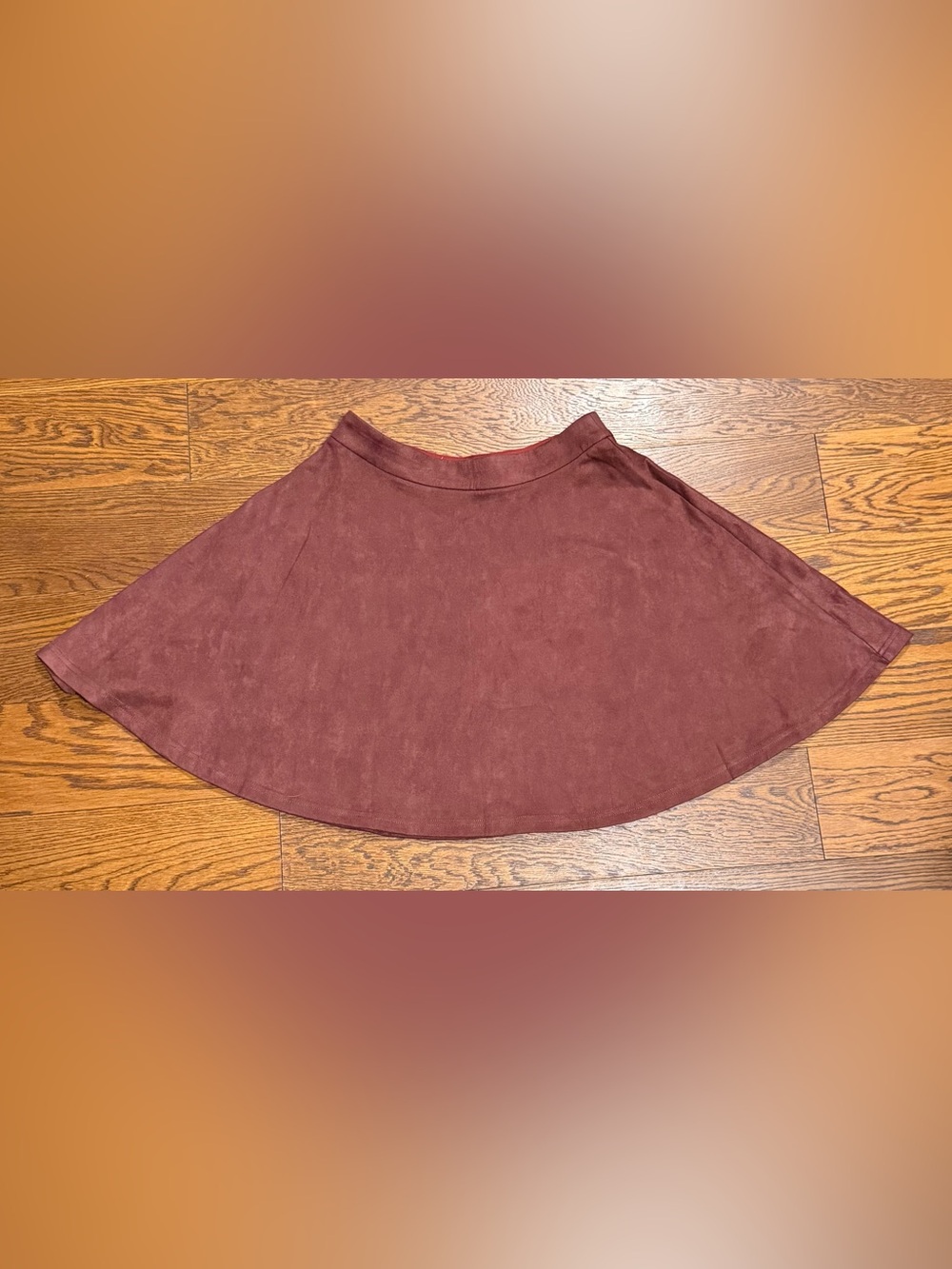 Women's Burgundy Faux Suede Flared A-Line Whimsigoth Mini Skirt Size Small EUC